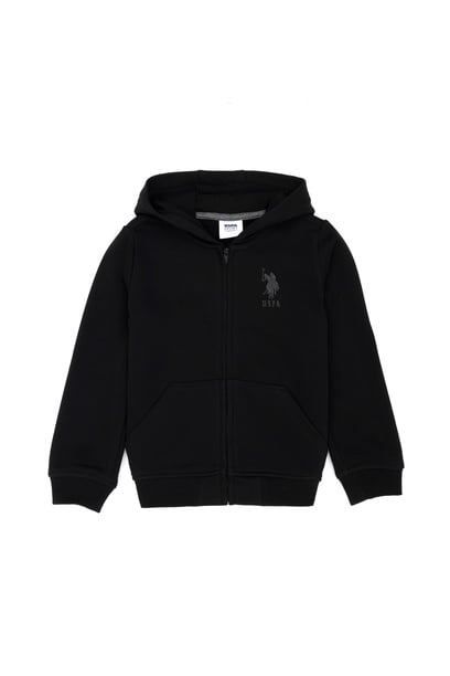 Çocuk Siyah Basic Kapüşonlu Sweatshirt