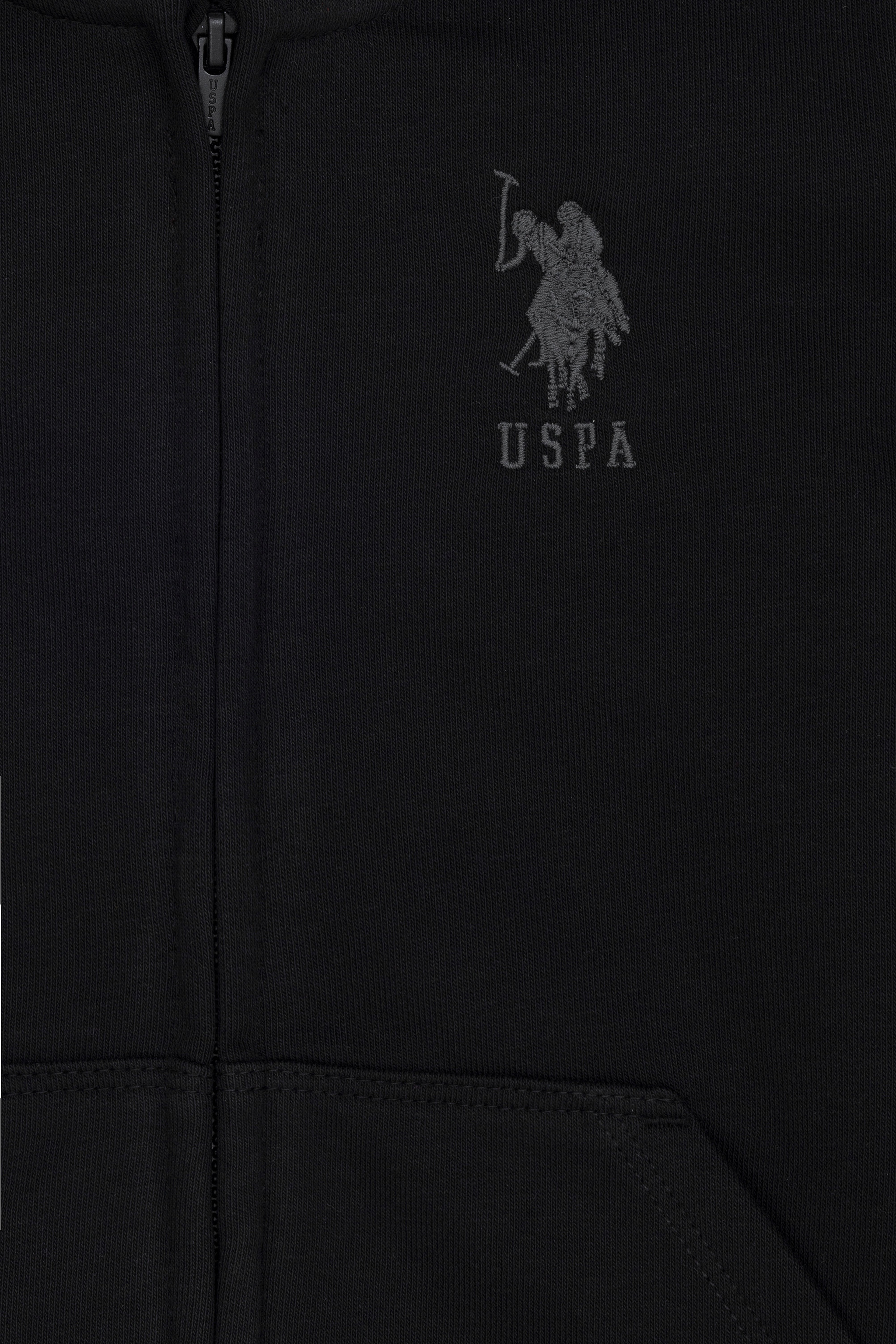 Çocuk Siyah Basic Kapüşonlu Sweatshirt - Image 3