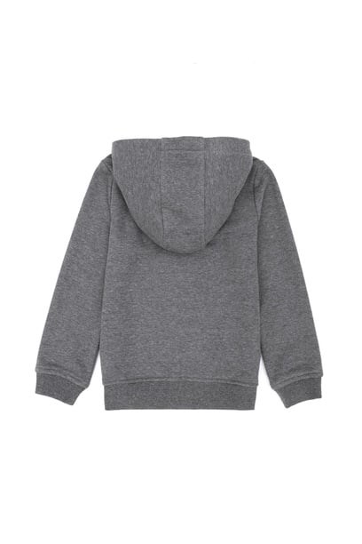 Çocuk Antrasit Melanj Basic Kapüşonlu Sweatshirt