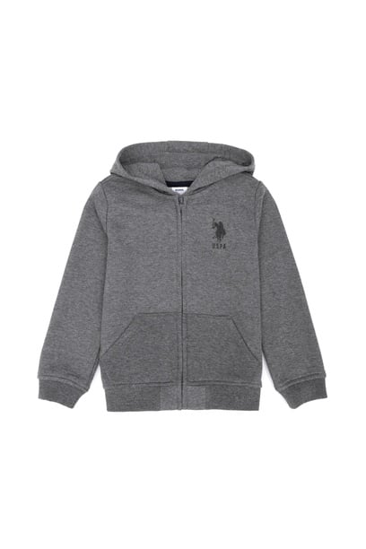 Çocuk Antrasit Melanj Basic Kapüşonlu Sweatshirt