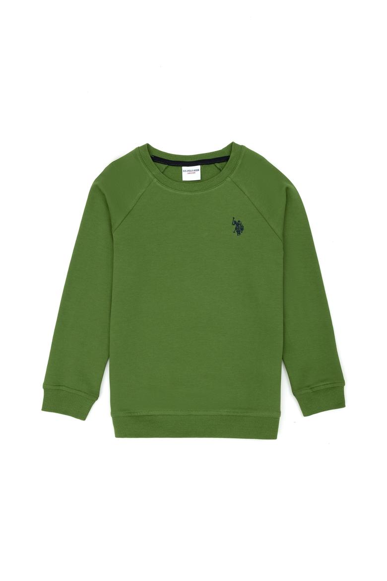 Çocuk Yeşil Basic Bisiklet Yaka Sweatshirt