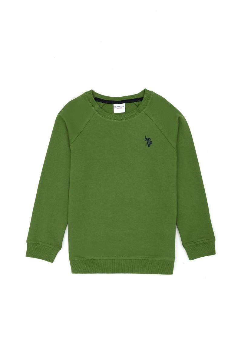 Çocuk Yeşil Basic Bisiklet Yaka Sweatshirt