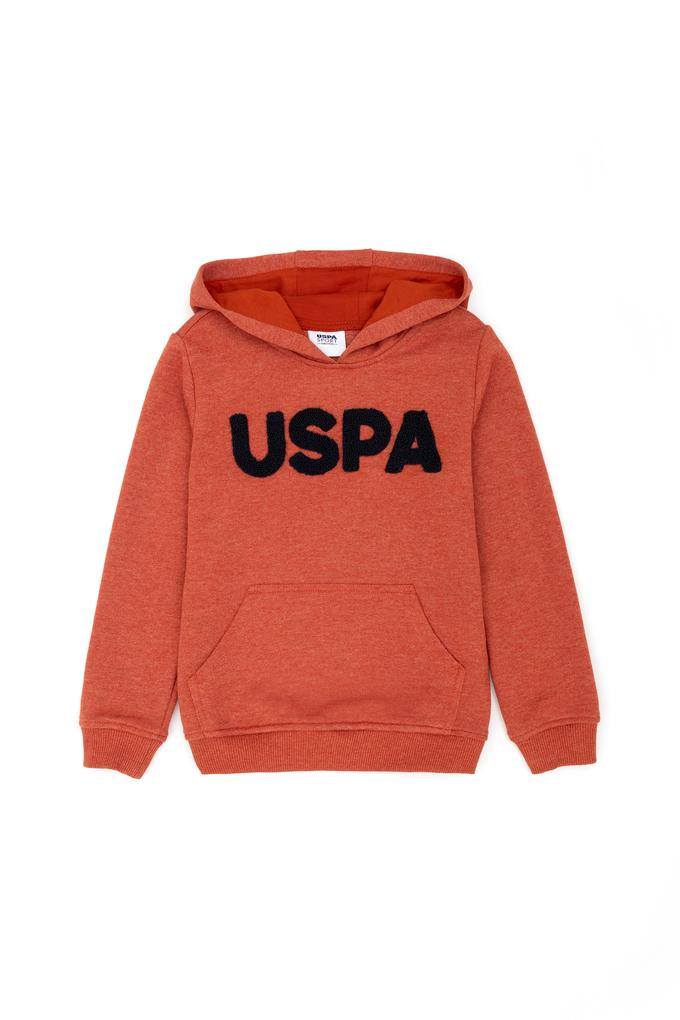 Çocuk Kiremit Basic Kapüşonlu Sweatshirt
