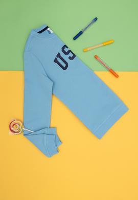 Çocuk Mavi Basic Bisiklet Yaka Sweatshirt - 50273757100