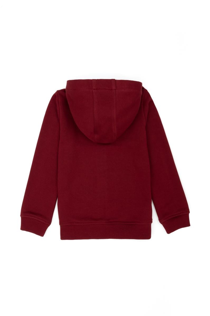 Çocuk Bordo Basic Kapüşonlu Sweatshirt
