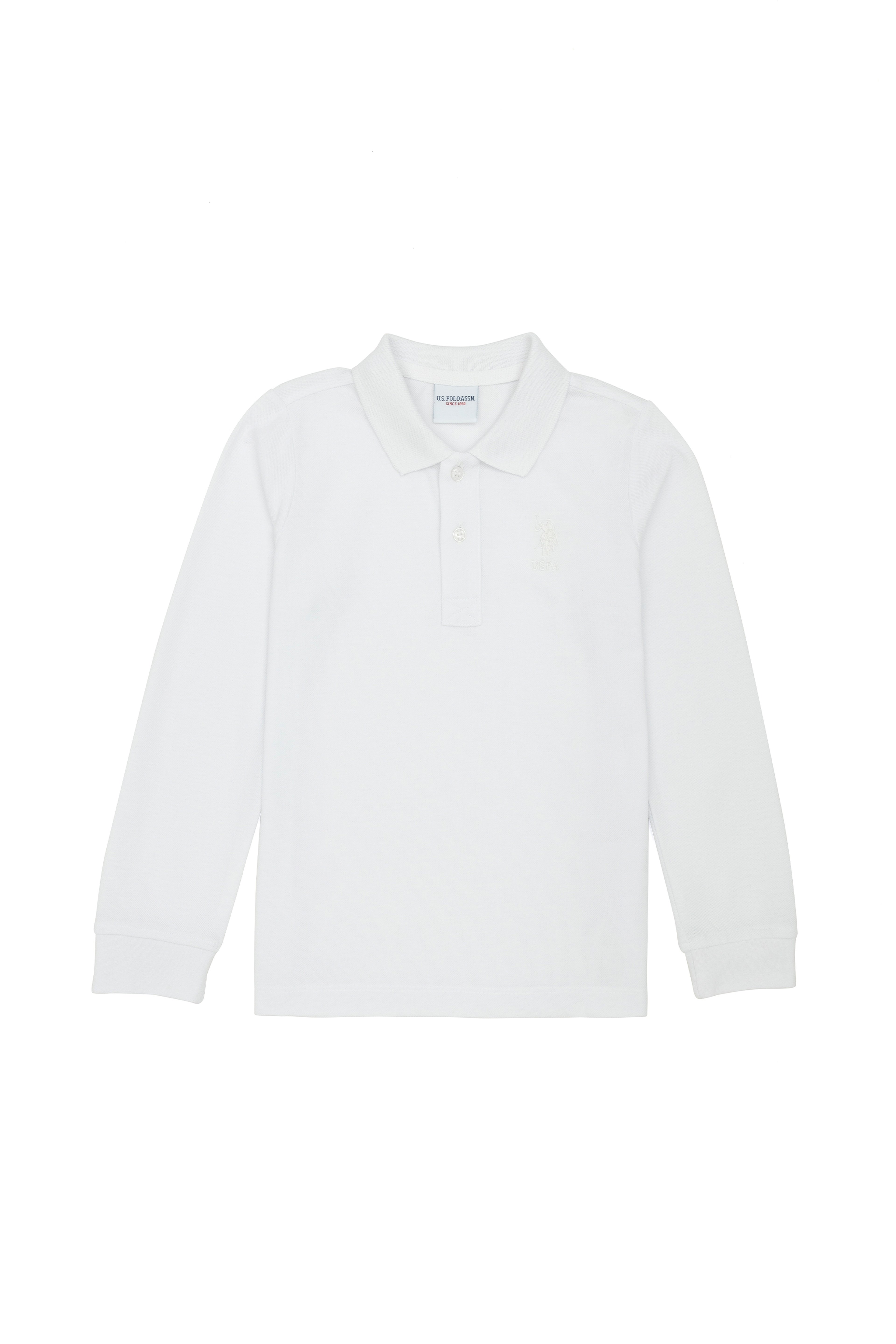 Erkek Çocuk Beyaz Basic Polo Yaka Sweatshirt - Image 4