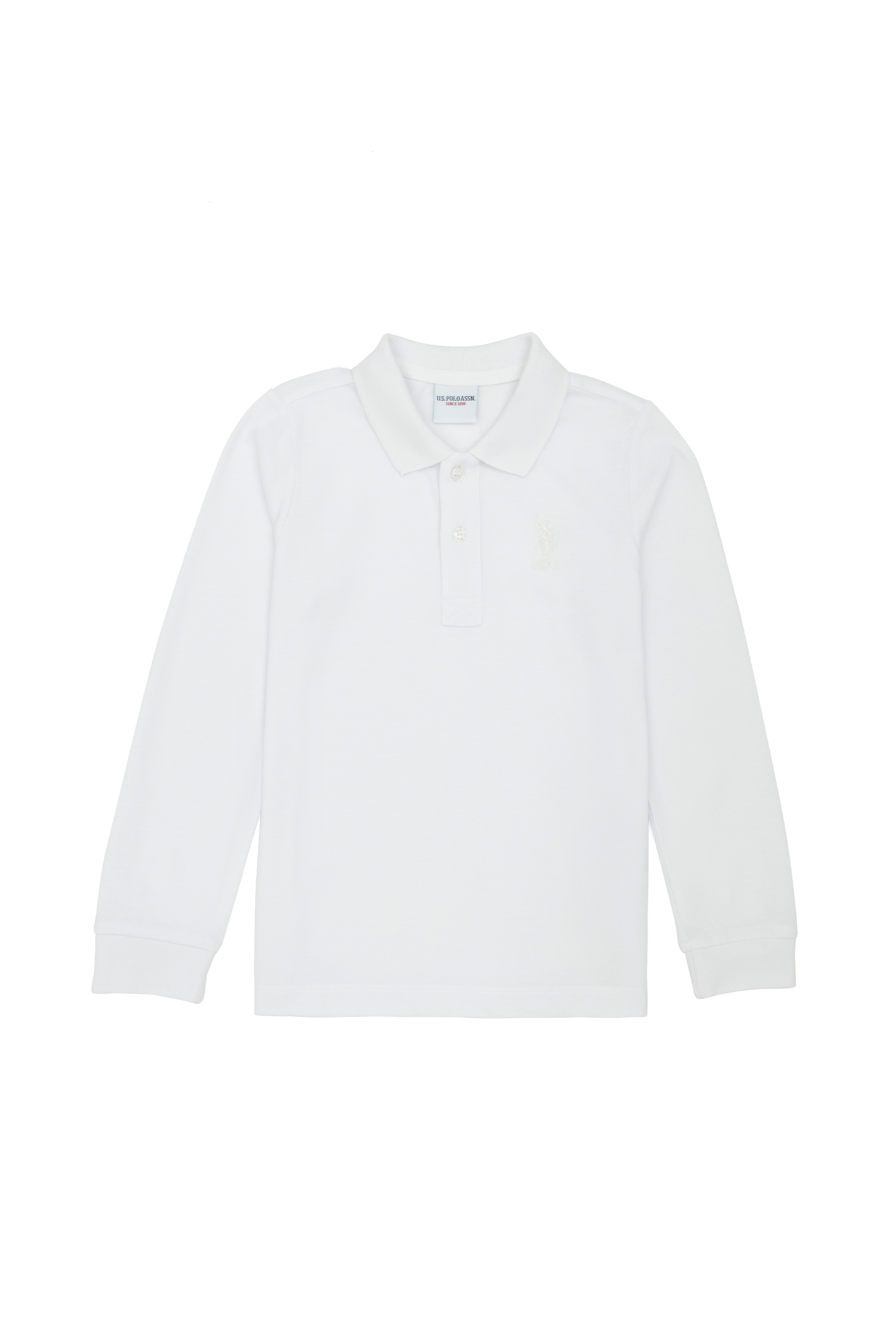 Erkek Çocuk Beyaz Basic Polo Yaka Sweatshirt