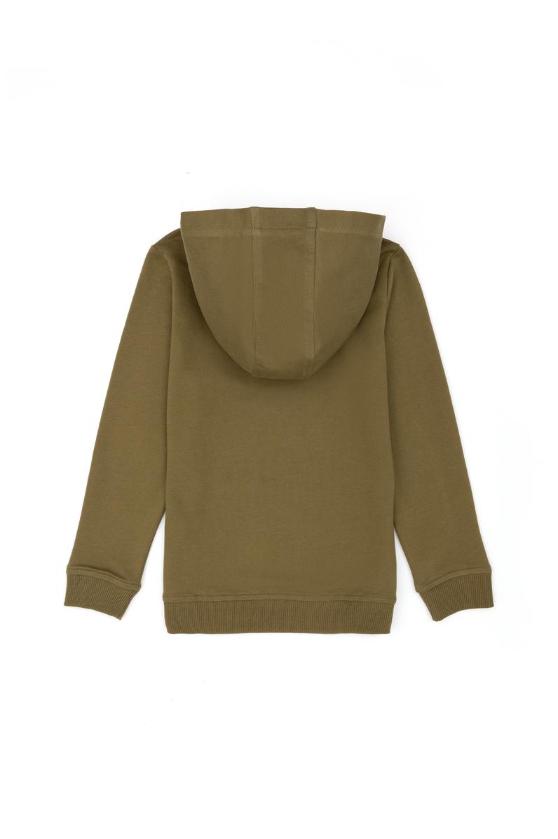 Çocuk Haki Basic Kapüşonlu Sweatshirt