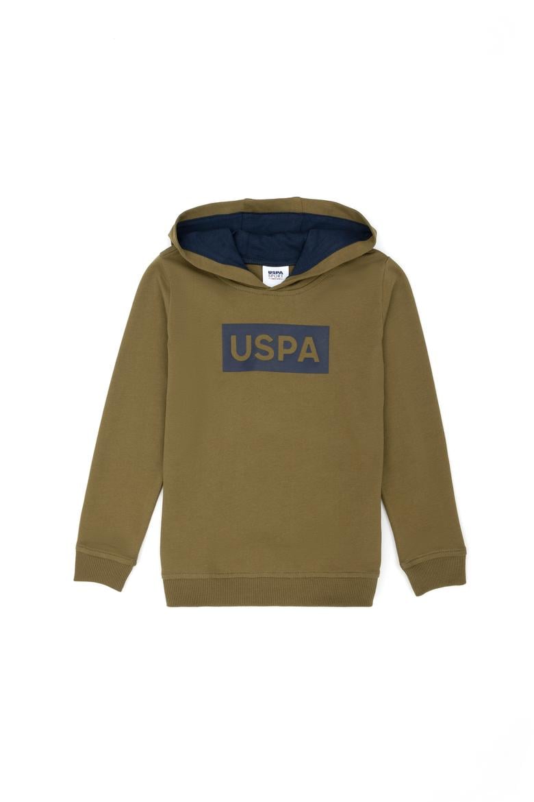 Çocuk Haki Basic Kapüşonlu Sweatshirt