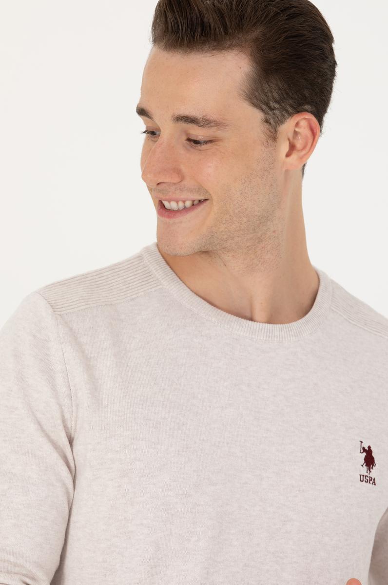 Erkek Taş Melanj Bisiklet Yaka Kazak