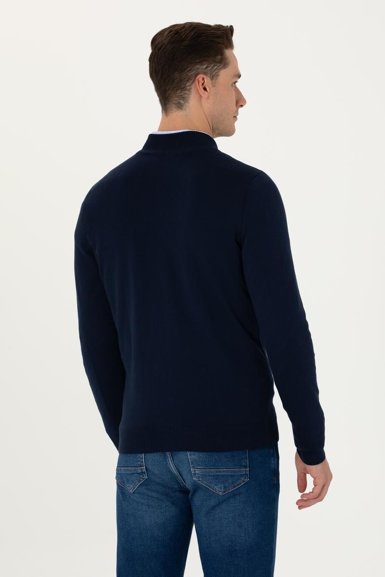 Erkek Lacivert Basic Triko Hırka - 50275842006