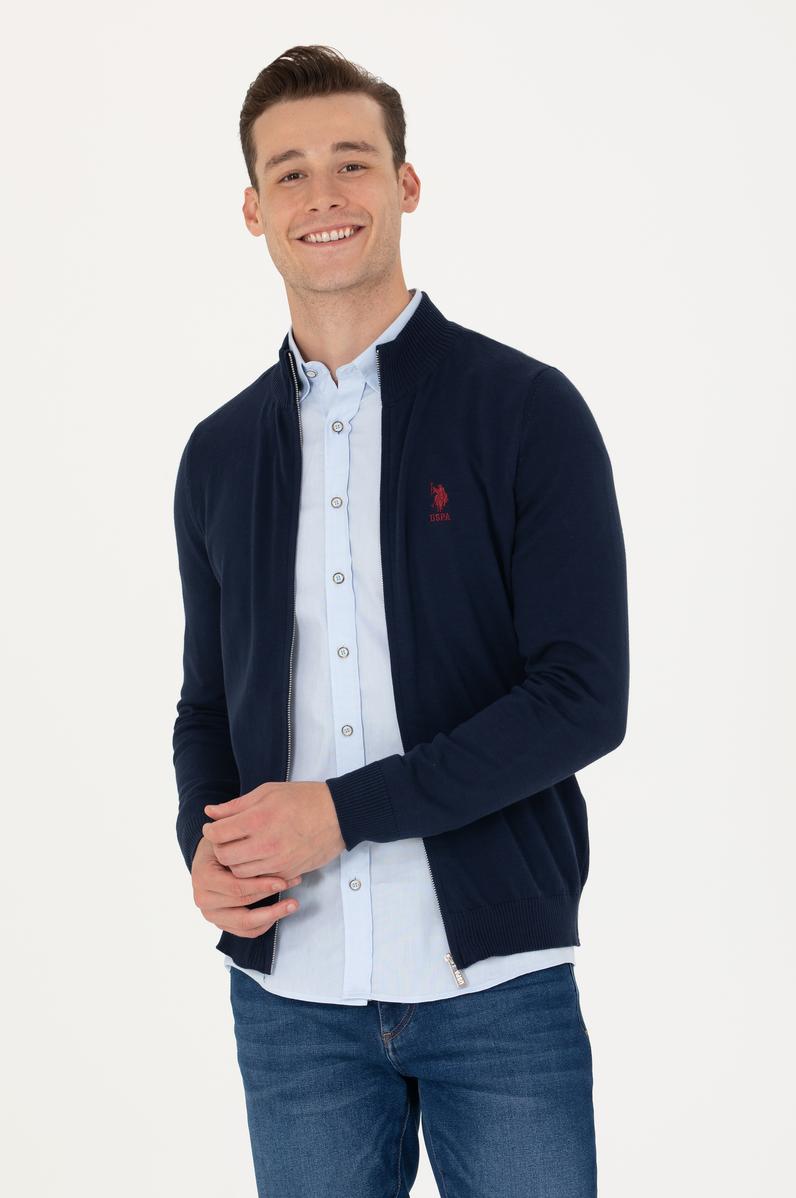 Erkek Lacivert Basic Triko Hırka