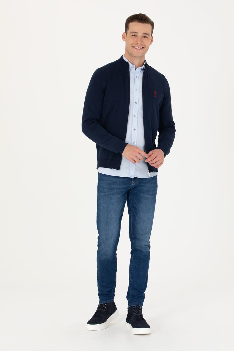 Erkek Lacivert Basic Triko Hırka - 50275842006