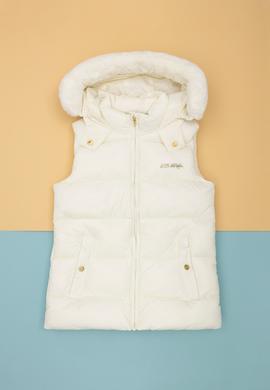 Kız Çocuk Krem Kapüşonlu Yelek - 50271549002