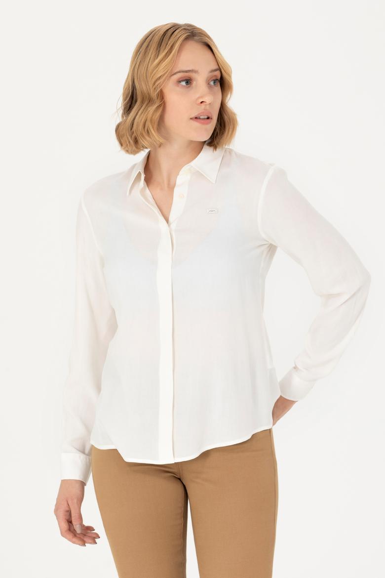 Kadın Ekru Uzun Kollu Gömlek - 50266604011