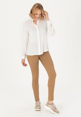 Kadın Ekru Uzun Kollu Gömlek - 50266604011