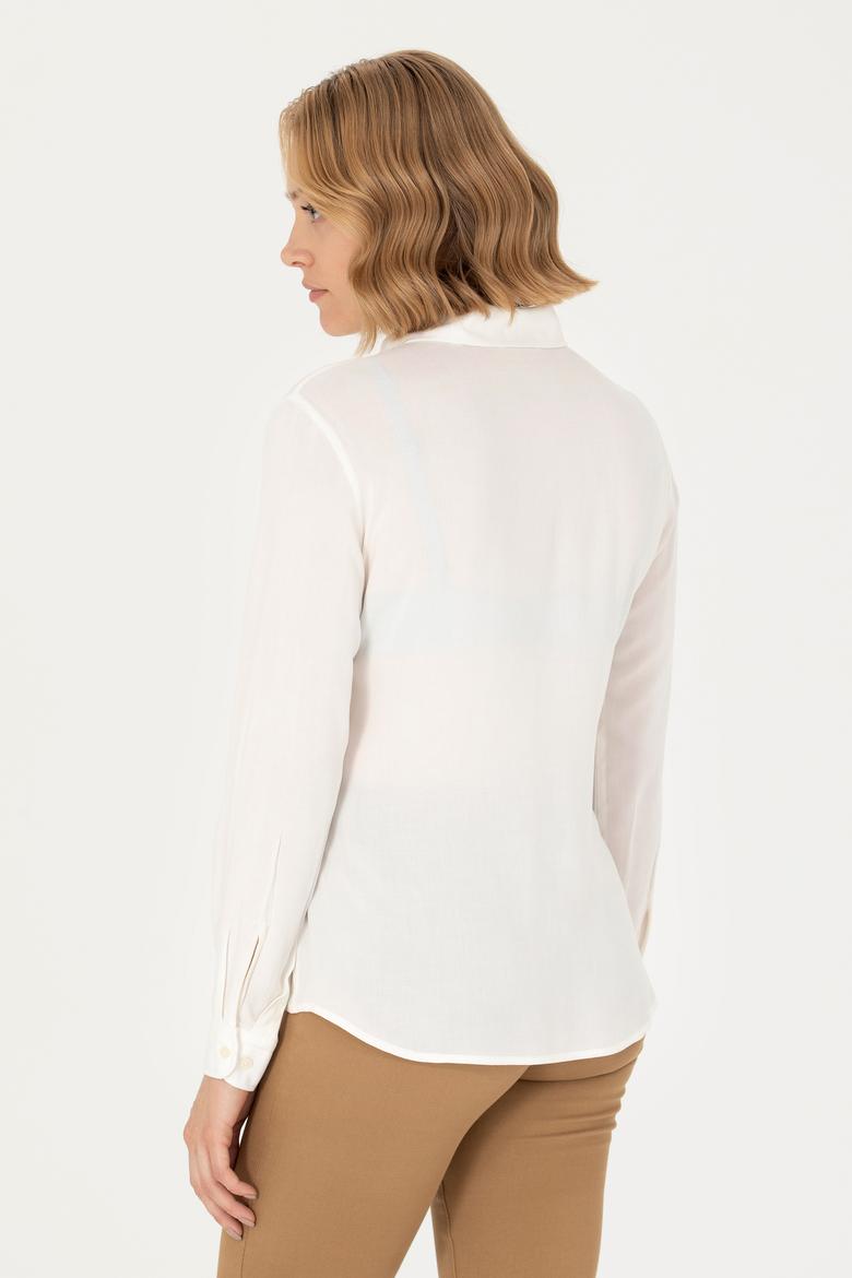 Kadın Ekru Uzun Kollu Gömlek - 50266604011