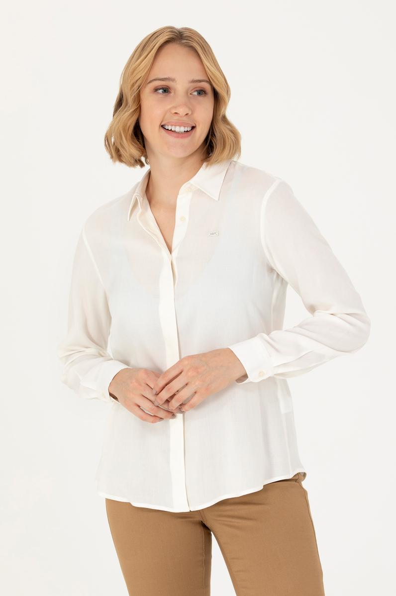 Kadın Ekru Uzun Kollu Gömlek