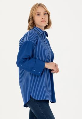 Kadın Saks Uzun Kollu Gömlek - 50268683018