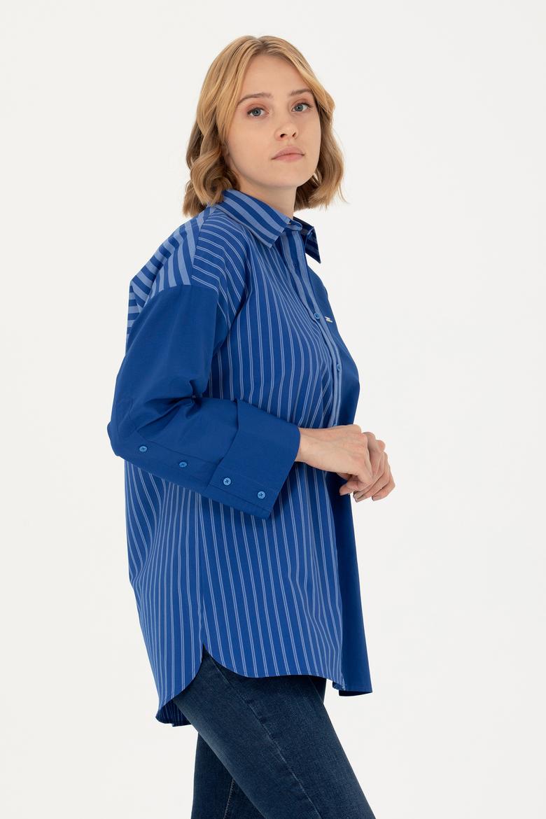 Kadın Saks Uzun Kollu Gömlek - 50268683018