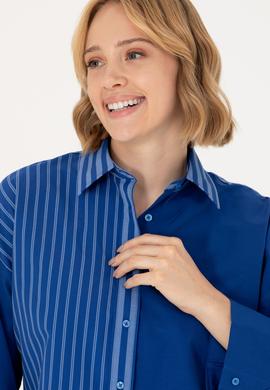 Kadın Saks Uzun Kollu Gömlek - 50268683018