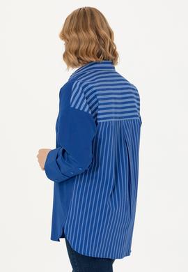 Kadın Saks Uzun Kollu Gömlek - 50268683018