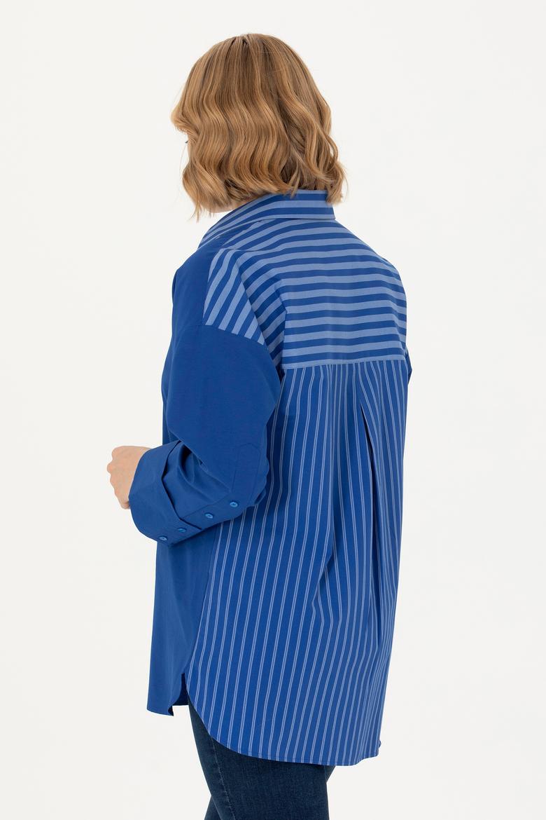 Kadın Saks Uzun Kollu Gömlek - 50268683018