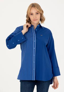 Kadın Saks Uzun Kollu Gömlek - 50268683018