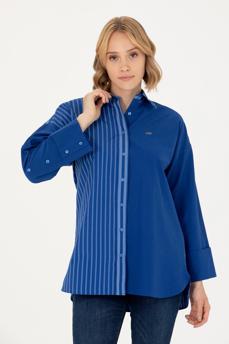 Kadın Saks Uzun Kollu Gömlek