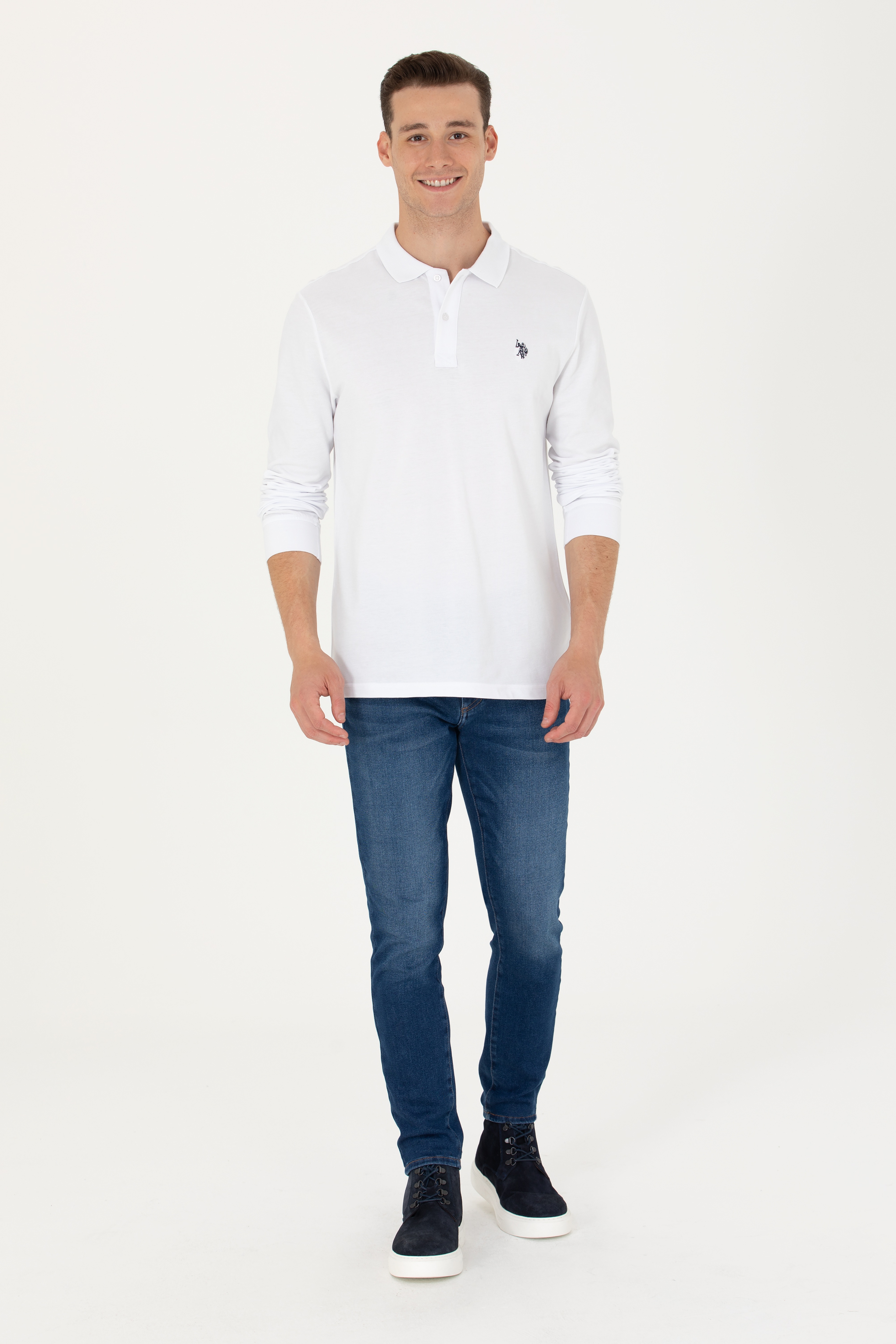 Erkek Beyaz Basic Sweatshirt