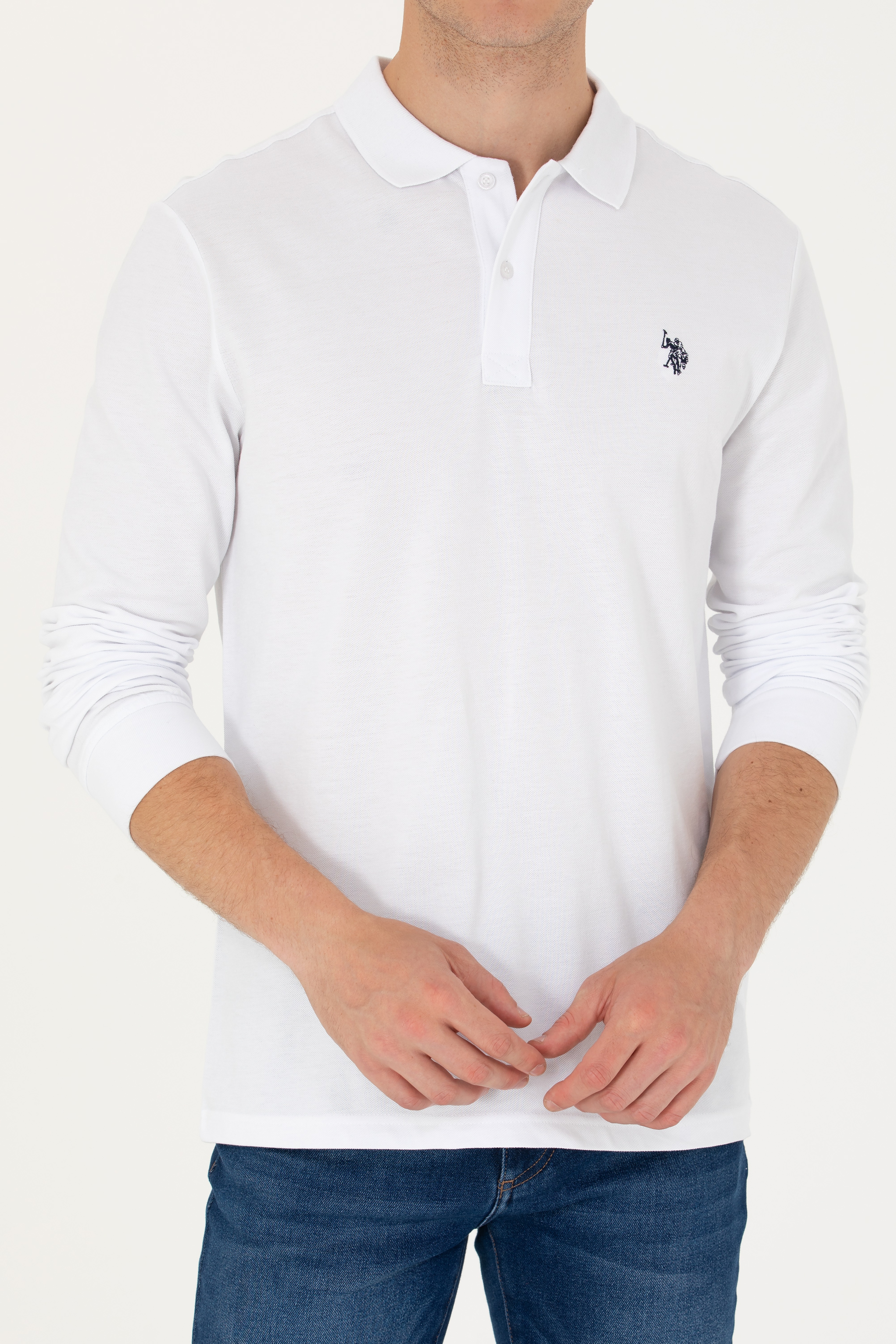 Erkek Beyaz Basic Sweatshirt - Image 6