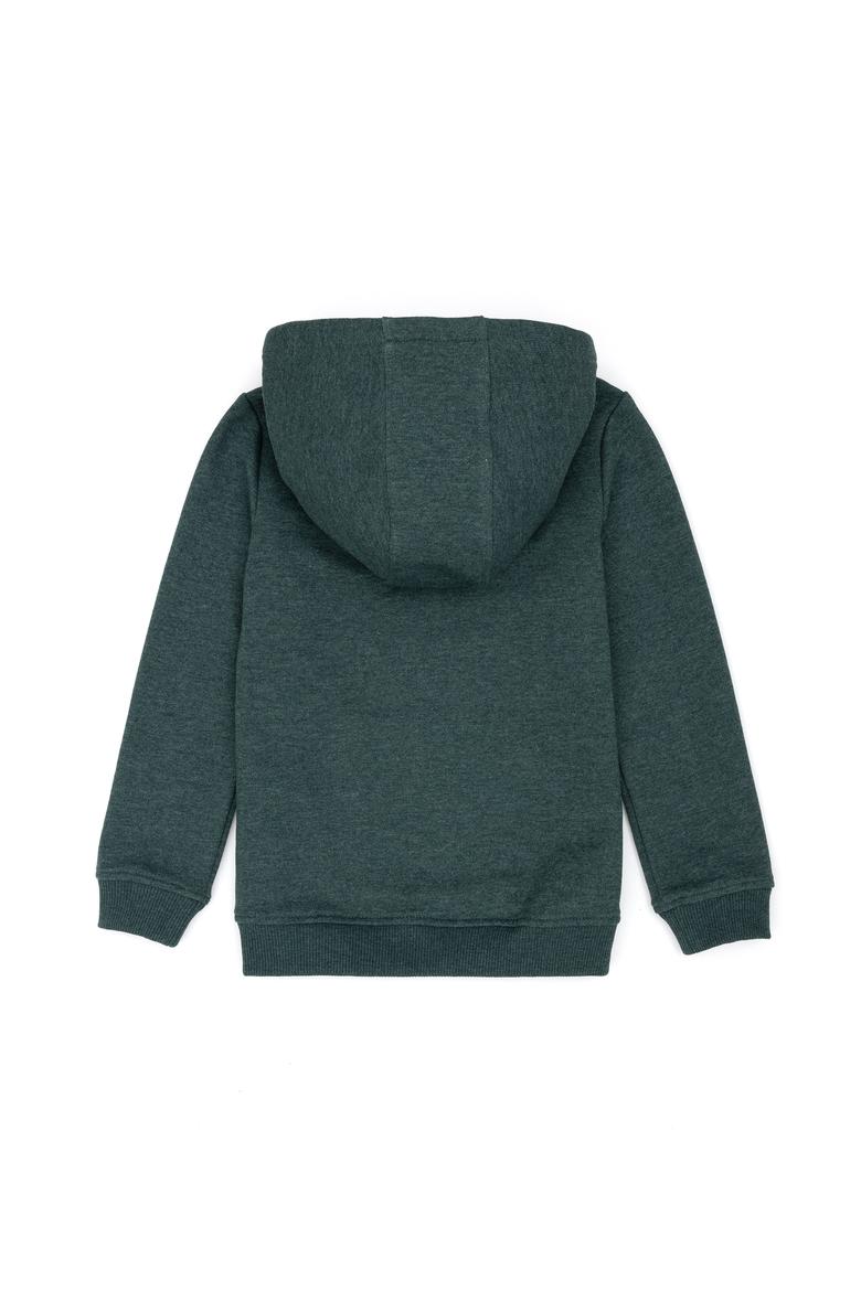 Çocuk Koyu Yeşil Basic Kapüşonlu Sweatshirt - 50269419128