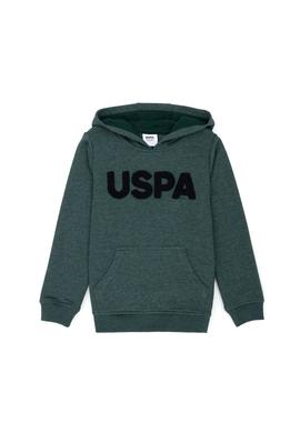 Çocuk Koyu Yeşil Basic Kapüşonlu Sweatshirt - 50269419128