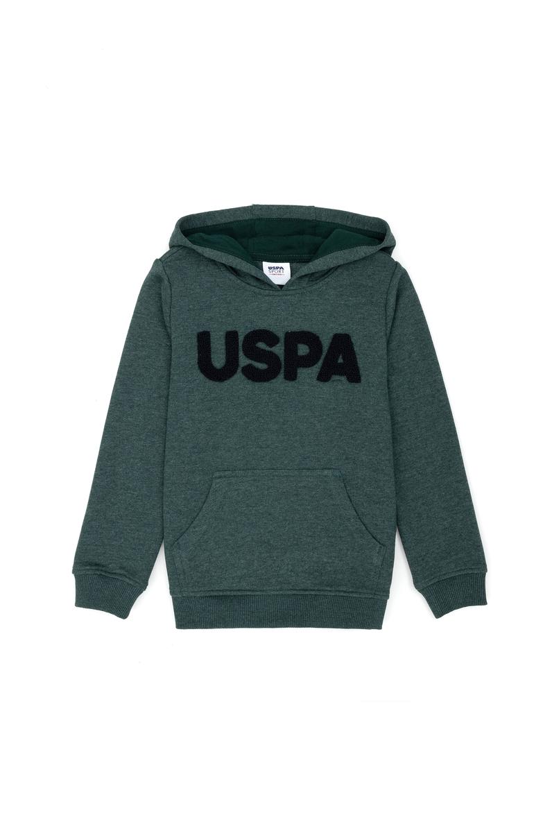 Çocuk Koyu Yeşil Basic Kapüşonlu Sweatshirt