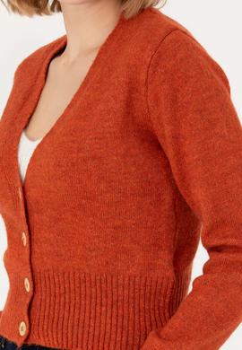 Kadın Kiremit Triko Hırka - 50269494025