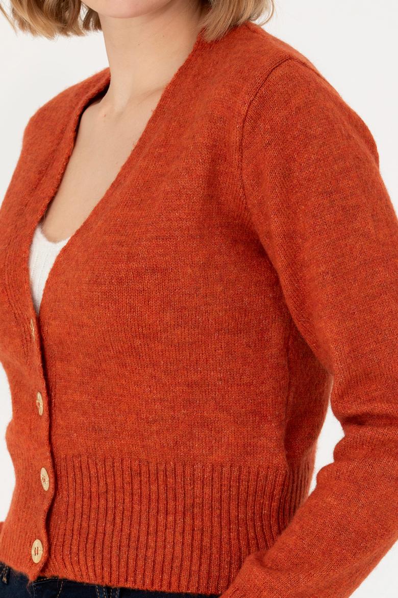 Kadın Kiremit Triko Hırka - 50269494025