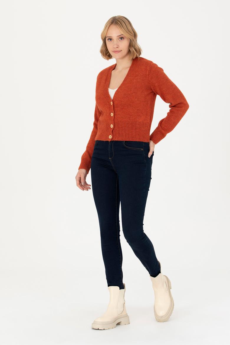 Kadın Kiremit Triko Hırka - 50269494025