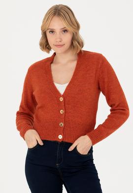 Kadın Kiremit Triko Hırka - 50269494025