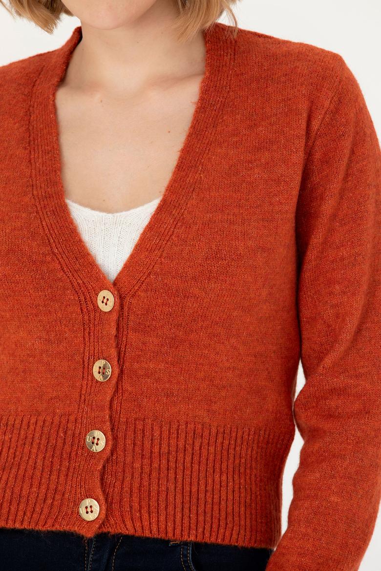 Kadın Kiremit Triko Hırka - 50269494025