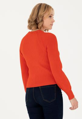 Kadın Turuncu Bisiklet Yaka Kazak - 50270430022