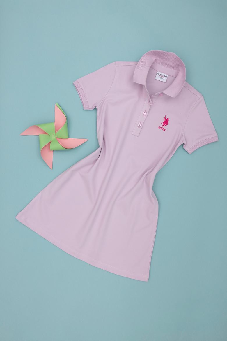 Kız Çocuk Manolya Kısa Kol Örme Elbise