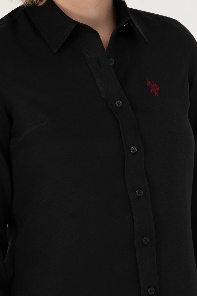 Kadın Siyah Uzun Kollu Basic Gömlek - 50277630023