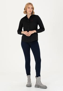 Kadın Siyah Uzun Kollu Basic Gömlek - 50277630023