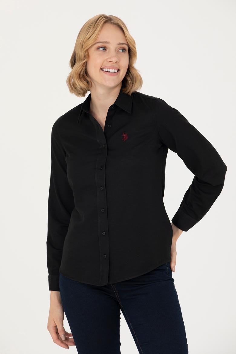 Kadın Siyah Uzun Kollu Basic Gömlek