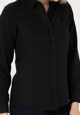 Kadın Siyah Uzun Kollu Basic Gömlek - 50277630023