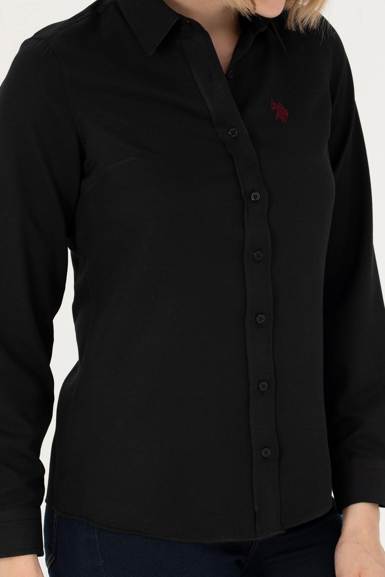 Kadın Siyah Uzun Kollu Basic Gömlek - 50277630023