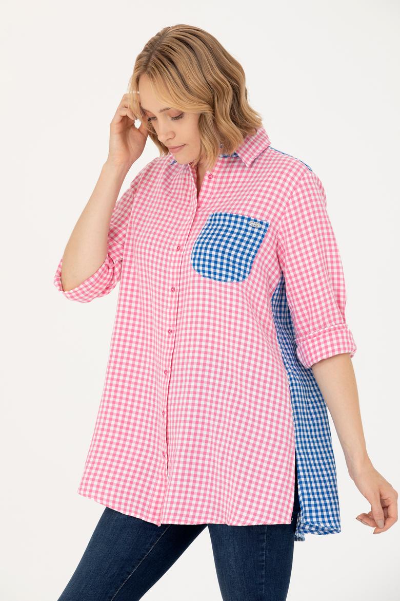 Kadın Pembe Uzun Kollu Tunik Gömlek - 50263647006