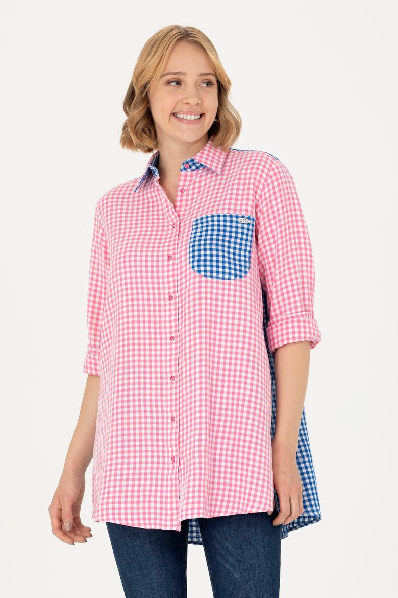 Kadın Pembe Uzun Kollu Tunik Gömlek