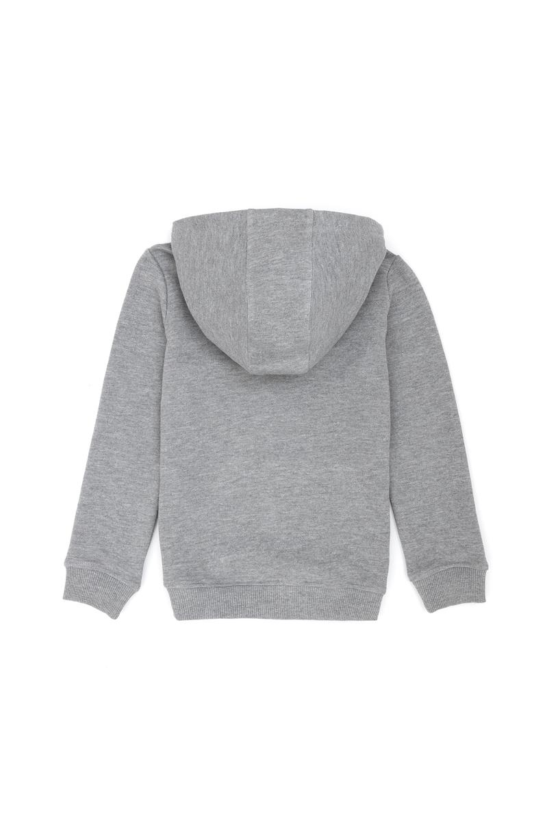 Çocuk Gri Melanj Basic Kapüşonlu Sweatshirt