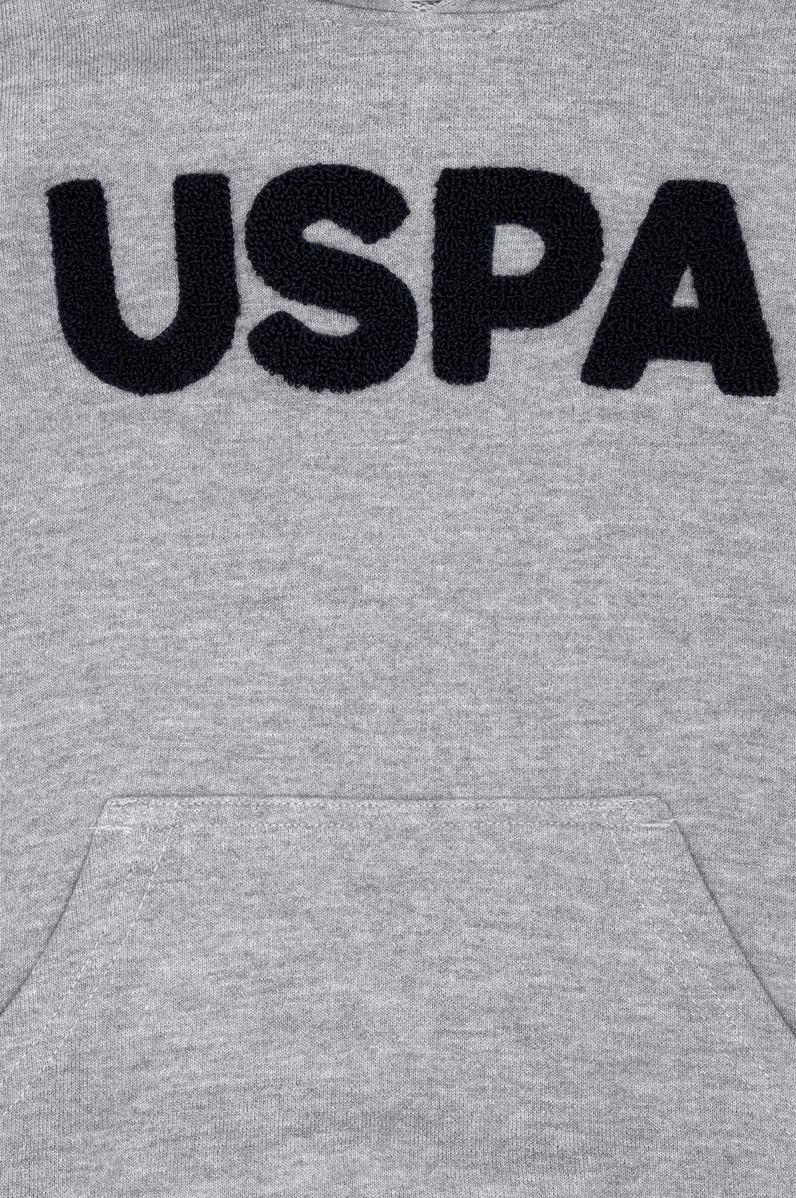 Çocuk Gri Melanj Basic Kapüşonlu Sweatshirt